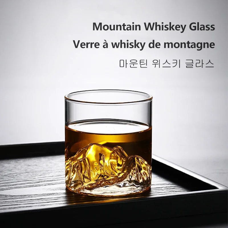 Glass Cup Japanese Style Fuji Mountain Glass Cup Fashioned Rock Glasses Heat-resistant Glass Water Cup Coffee Red Wine Whiskey