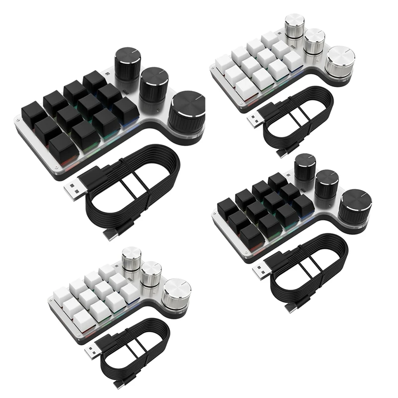 

Programmable DIY Mechanical Keyboard RGB 12 Keys 3 Knob Custom Macro Keypad