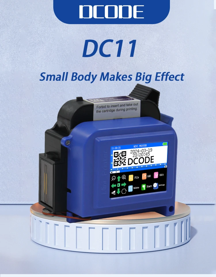 DC11 25.4mm/1 inch Portable Mini Printer Handheld Inkjet Printer Non-encrypted Q