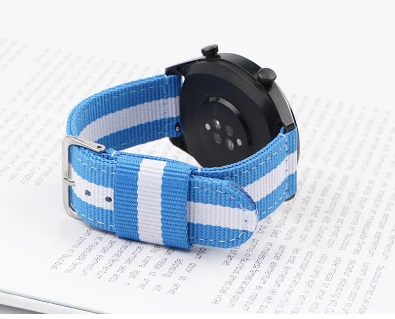 Universal Striped Nylon Canvas Watch Strap with Quick Release - Unisex, Multiple Sizes