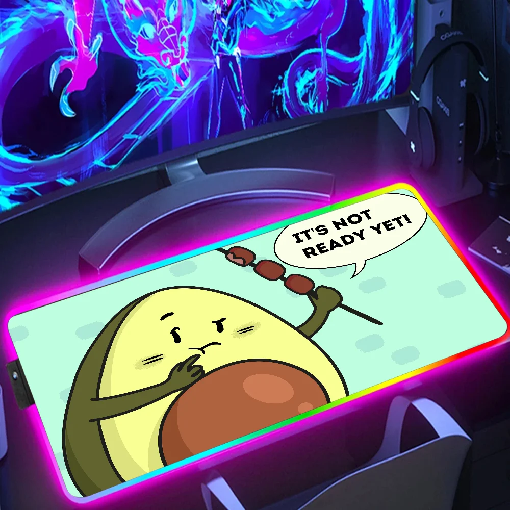 

Computer Mousepad RGB Mouse Mat Funny Avocado Desk Accessories Carpet Gamer Keyboard Mat Laptop Gaming LED Pad Backlit Mouse Pad