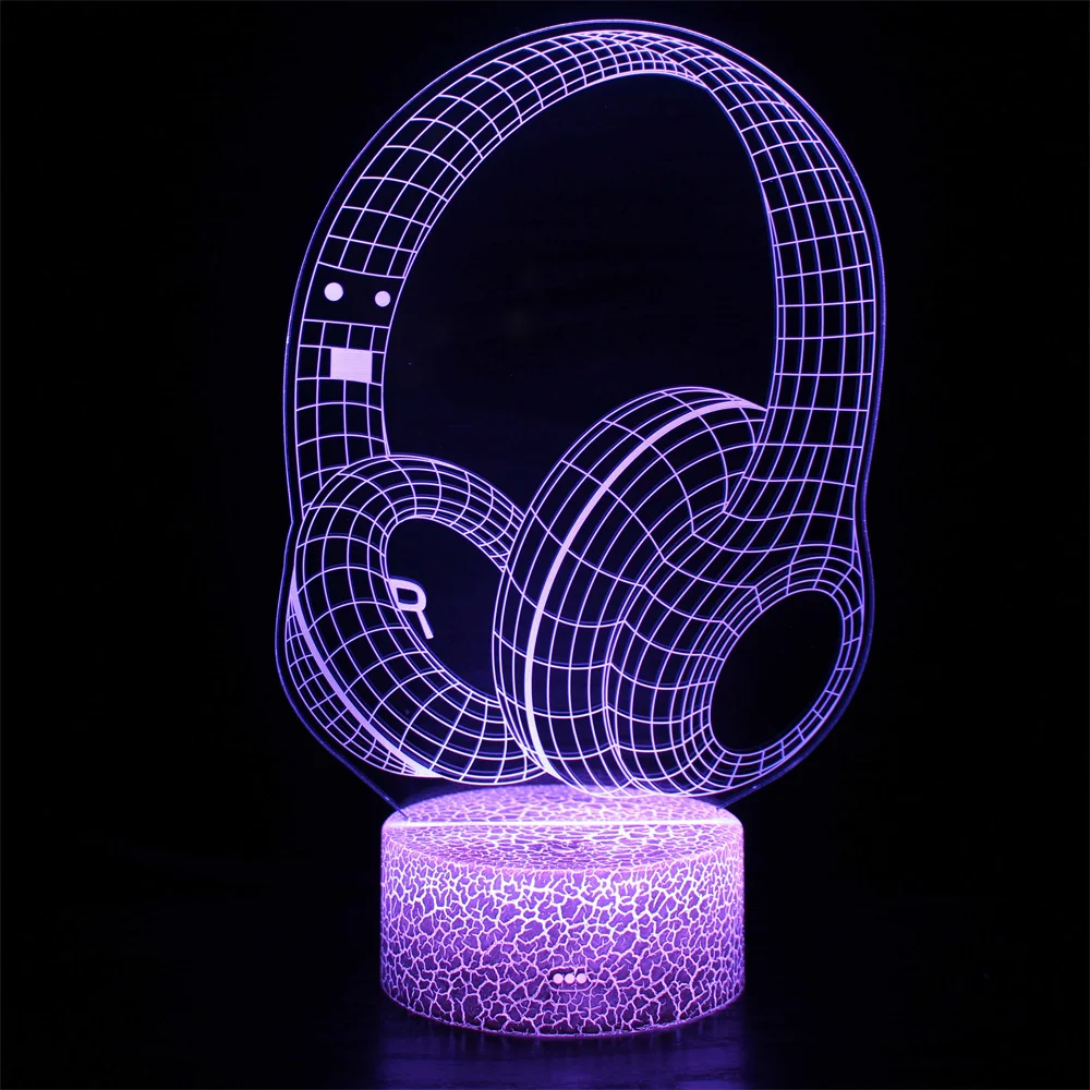 Muscial 3d Night Light Led 7 Colors Changing Nightlight for Kids Bedroom Decoration Lights Headphone Table Lamp Creative Gifts wall night light Night Lights