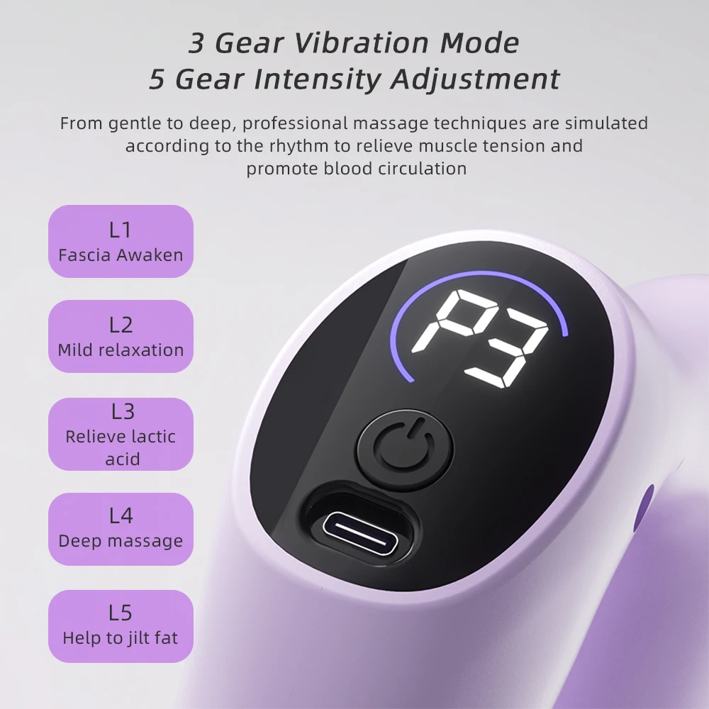 Handheld Electric Fascia Ring Rechargeable Mini Massager With Belt Vibration Fat Burning Shoulder Neck Back Muscle Relax
