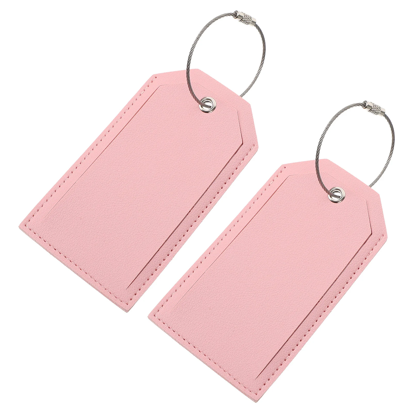 

2 Pcs Travel Bags Tags Suitcases Travel Bags Tags Pu Boarding Checked Pink Id Labels