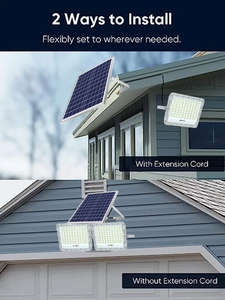 Description Picture 5 of item2000W 2head Solar Lights Outdoor Garden LED Refletor Garden Buildings Sunlight Waterproof Lamp Spotlight Emergency Wall Light