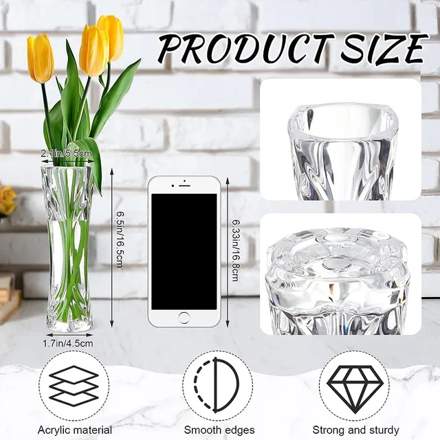 Acrylic Glass Bud Vases for Centerpiece Clear Plastic Bud Vase