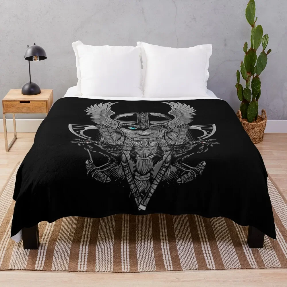 

Norse mythology with Raven Huginn and Muninn Throw Blanket Thins Retros wednesday Thermal Blankets