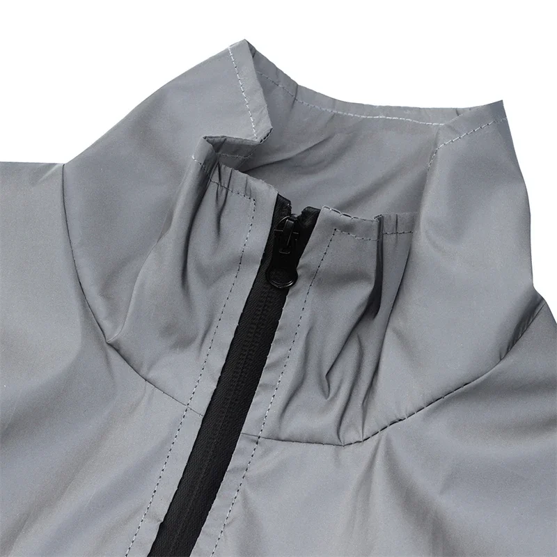 Frühling Sommer Dünne männer Reflektierende Weste Nacht Laufen Im Freien Stehkragen Ärmellose Jacke Streetwear Tanzen Hip-hop Kleidung – Detail 11