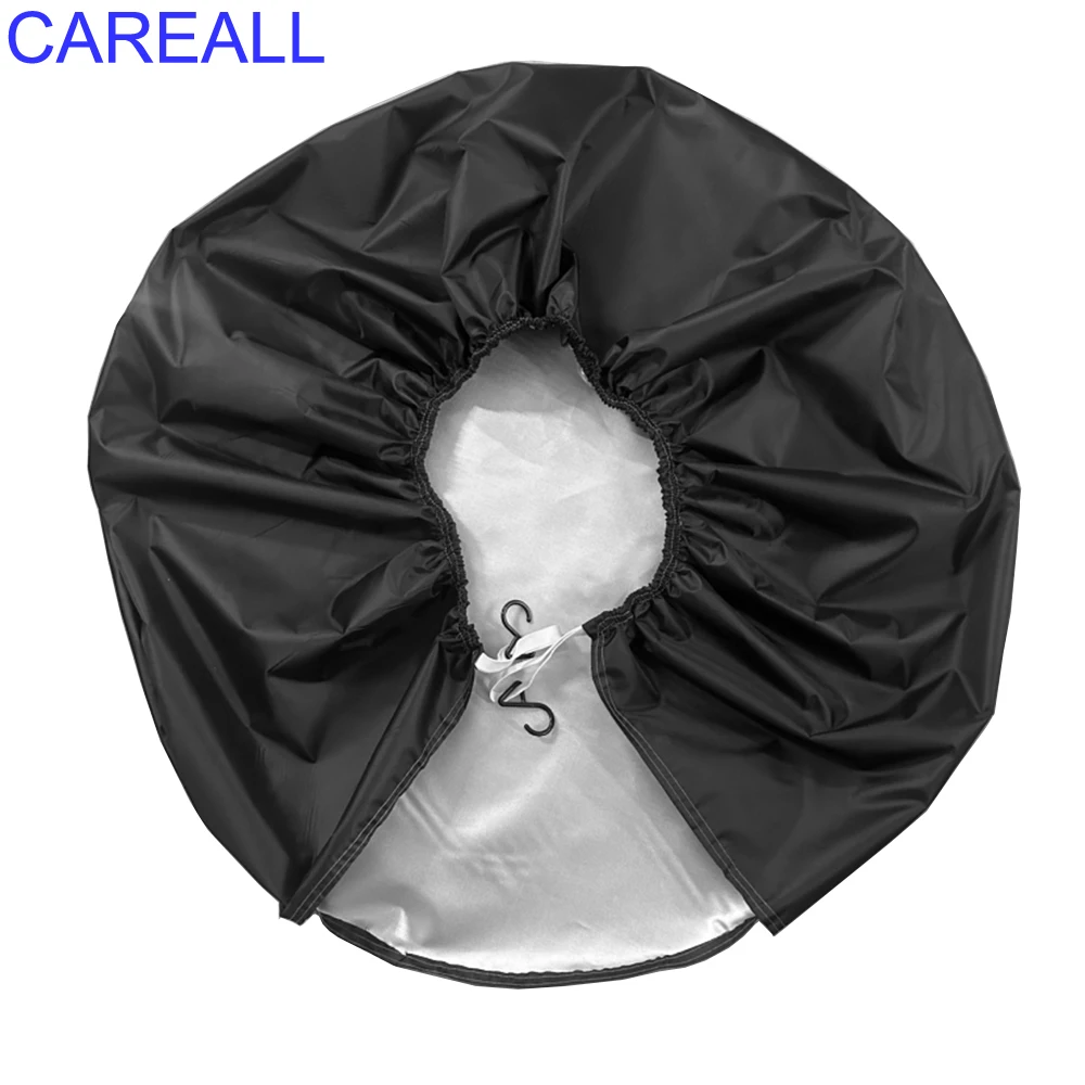 CAREALL 25inch Waterproof Car Tire Cover Storage Bag 420D Oxford Cloth RV Wheel Protector Black Dust-proof Tyre Gard