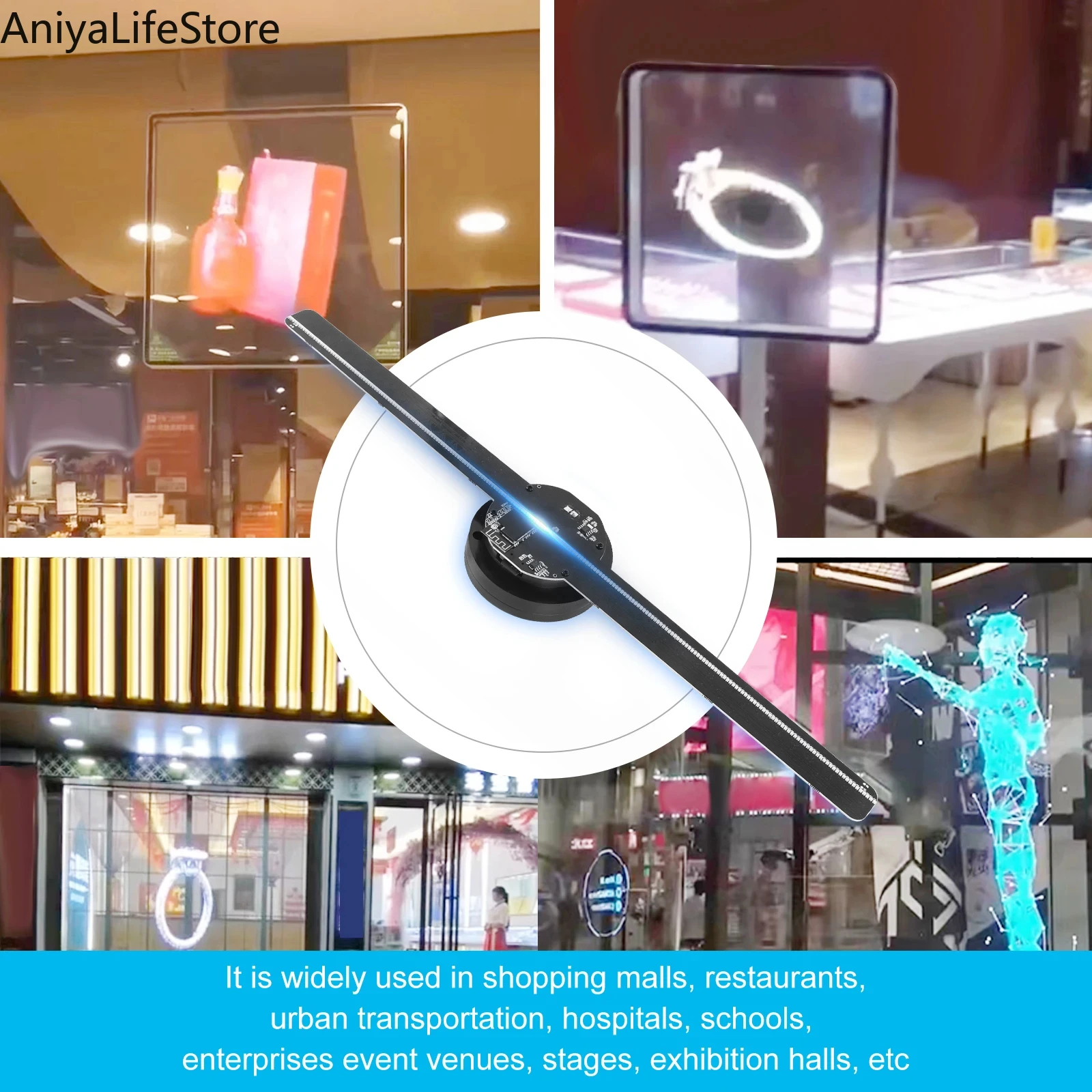 40CM 3D Holographic Projector Fan 224 LED Lamp Beads 4