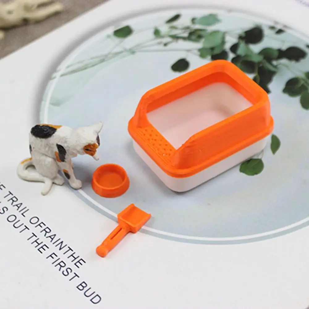 Miniature Dollhouse Cat Litter Box Set