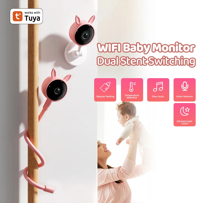 Wireless Baby Monitor Baby monitor tuya smart Wifi video mobile phone remote monitoring camera with temperature sound detection infrared night vision