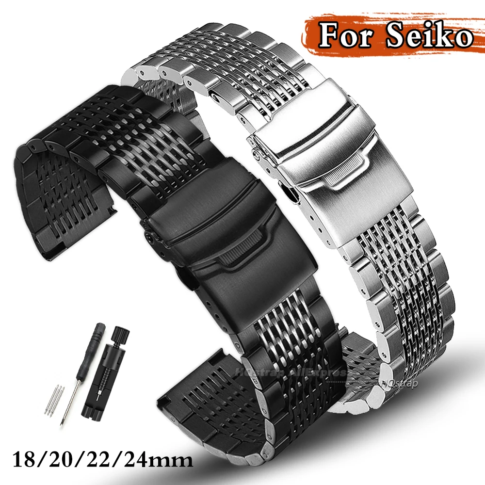 Sleek Stainless Steel Watch Strap - Brushed Finish Wrist Band Accessory