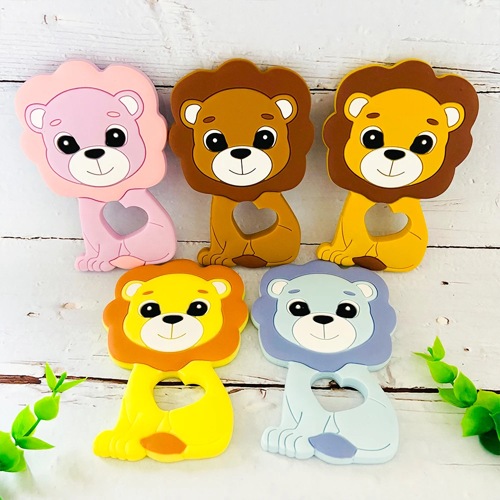 1pcs Baby Silicone Teether Lion Pendant Food Grade Perle Silicone Bead Teething Rodent Chewable Children'S Goods Toys 4