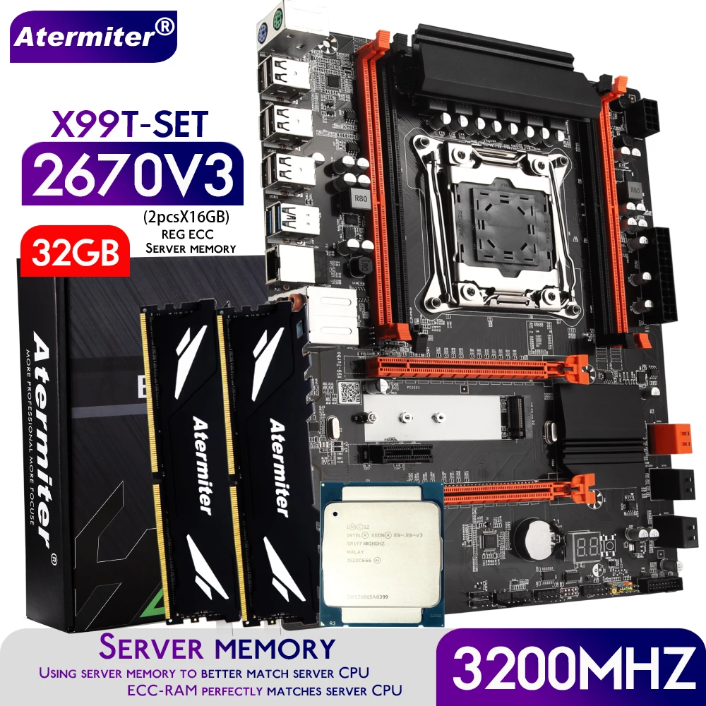 Atermiter-X99-Motherboard-Kit-Set-LGA-2011-3-Xeon-E5-2670-Processador ...
