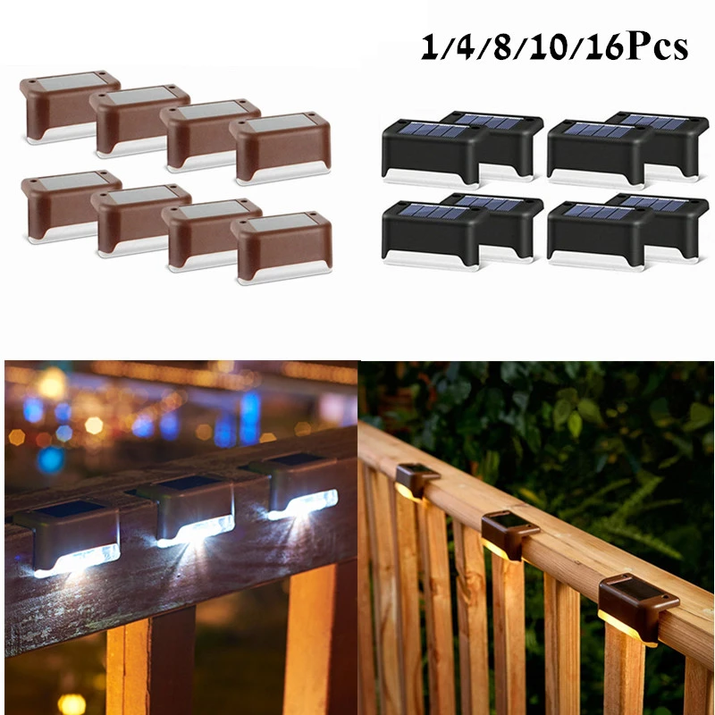 1 16Pcs Waterproof Solar Deck Lights Fence Solar Lights for Patio