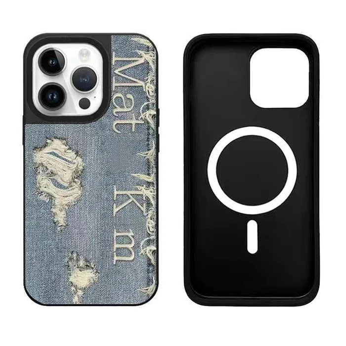 

Korean Fashion Denim iPhone 11 12 13 14 15 Pro Max Case – Mirror Surface Black Border iPhone Case with MagSafe