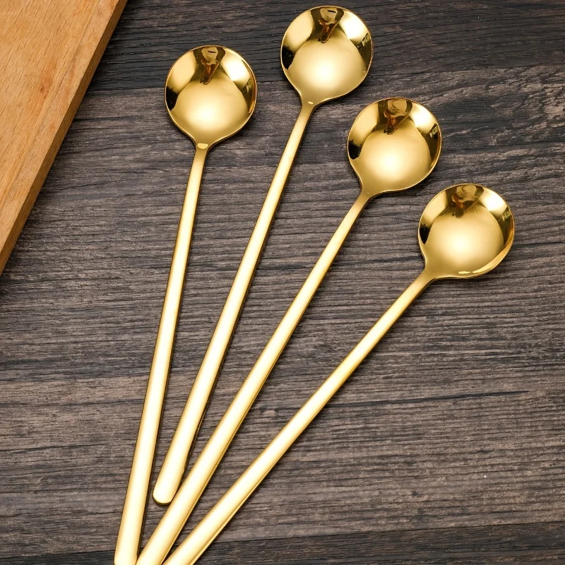 Stainless Steel Beverage Spoons Long Handle for Easy Stirring 4PC