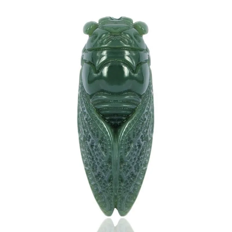 Natural Hetian Green Jade Cicada Pendant, Personality Versatile Men and Women Yiming Amazing Know The Pendant