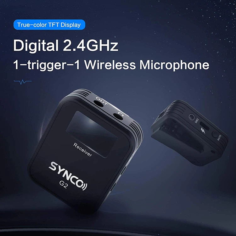 SYNCO G2(A1) 2.4GHz 무선 마이크 Lavalier 마이크 시스템 1 트리거-1 TX + RX 온라인 교육/라이브 스트리밍
