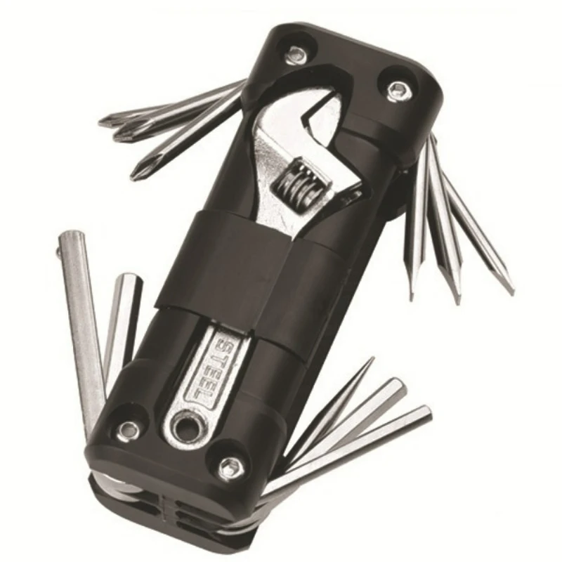 KT-02 Kit di Riparazione Multifunzione per Biciclette e Moto, Essenziale per Campeggio e Ciclismo all'Aperto