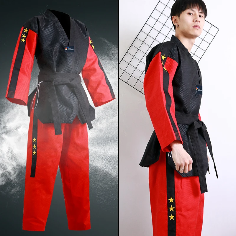 テコンドー-子供服,長袖,赤,黒 - AliExpress