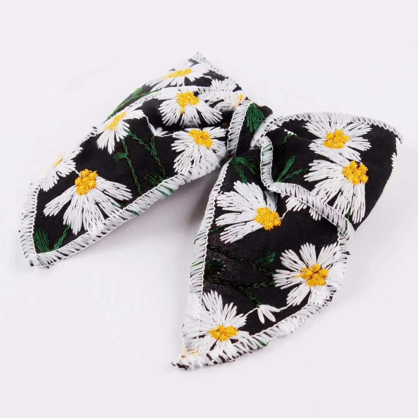 2pcs Kids Flowers Embroidery Large Bow Hair Clips Girls Daily Ponytail Decor Barrettes Children Party Fashion Hair Accessories 5