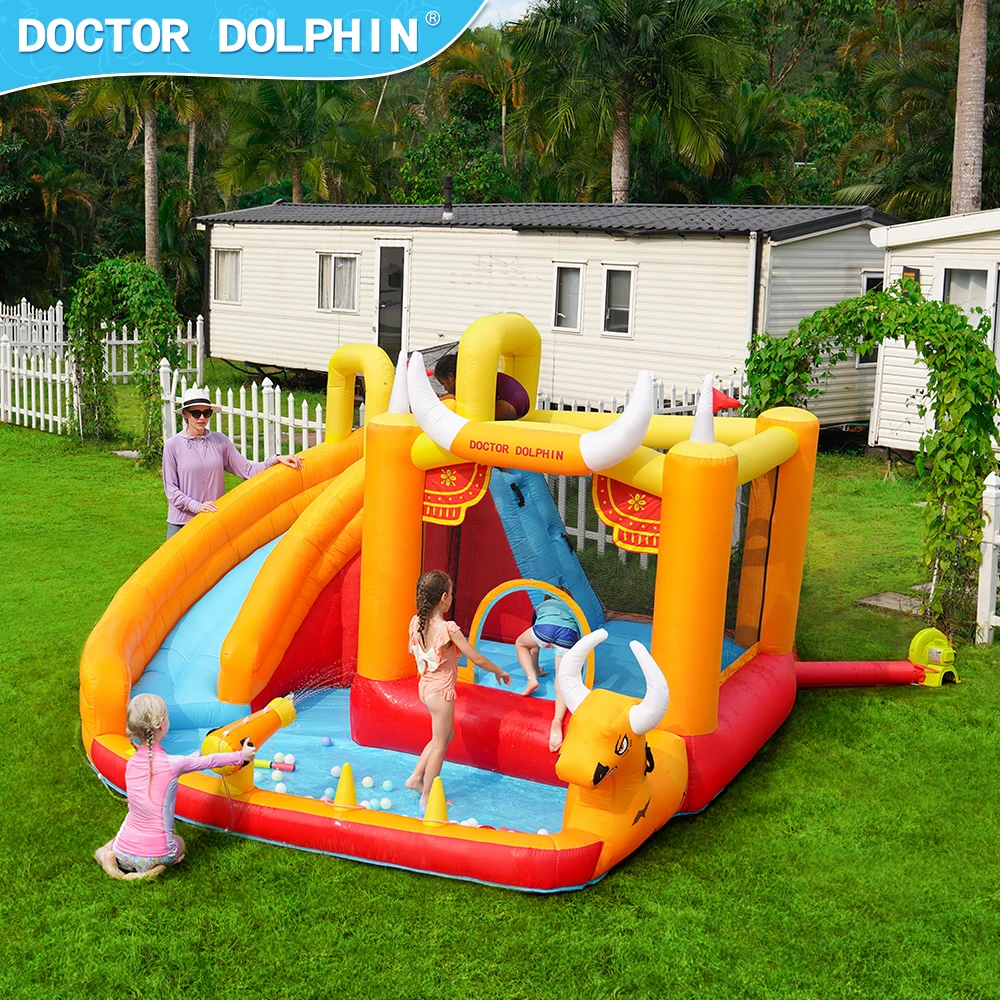 

Doctor Dolphin Angry Cow Oxford Kids Bouncy Inflatable Bounce House Jump House Inflatable Bouncer With Water Slide For Party