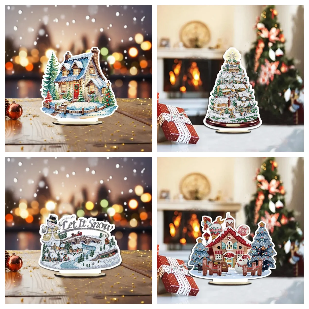 FUNPOLA LED Puzzle 3D in legno Natale Notte Volo Luna Lampada, Kit fai da te Luce notturna festiva per decorazioni natalizie, Regalo di Natale unico per adulti e bambini (Marrone
