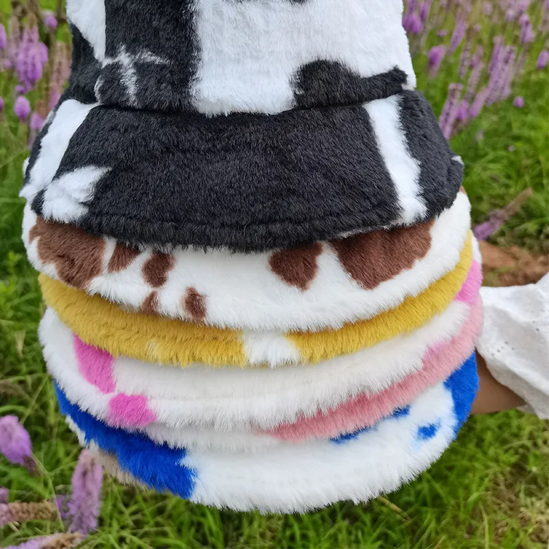Dames bucket hat van imitatiebont luipaard winter warme muts_voghion.com