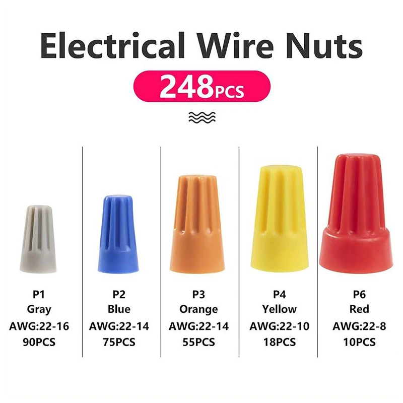 200 Pezzi Connettori Elettrici A Vite | Dadi Per Fili Con Molla | Set Assortito Con Scatola Portatile - Foto 11