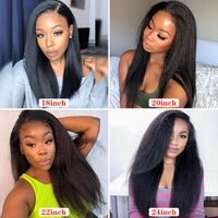 Perruques Lace Front en Cheveux Humains Kinky Straight avec Bords Kinky et Baby Hair, Perruque Frontale HD Yaki Straight Sans Colle pour Femmes - En Promotion 5