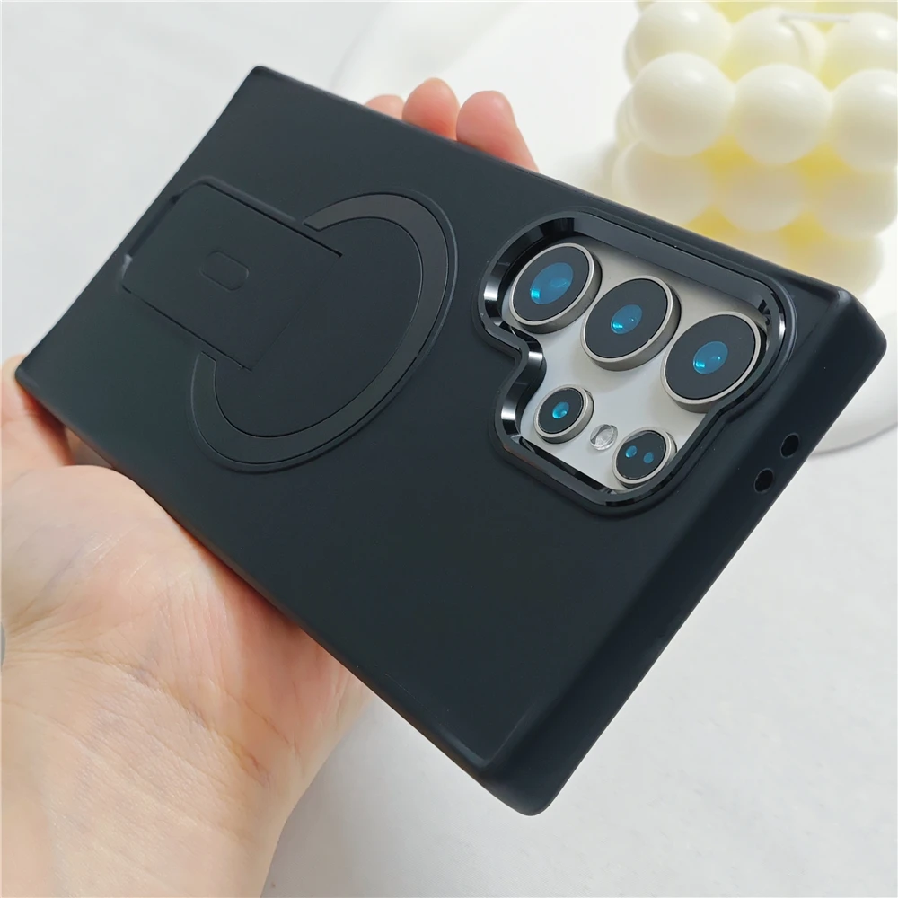 Magsafe Magnetic Stand Foldable Support Phone Case with Hard Matte Back Cover