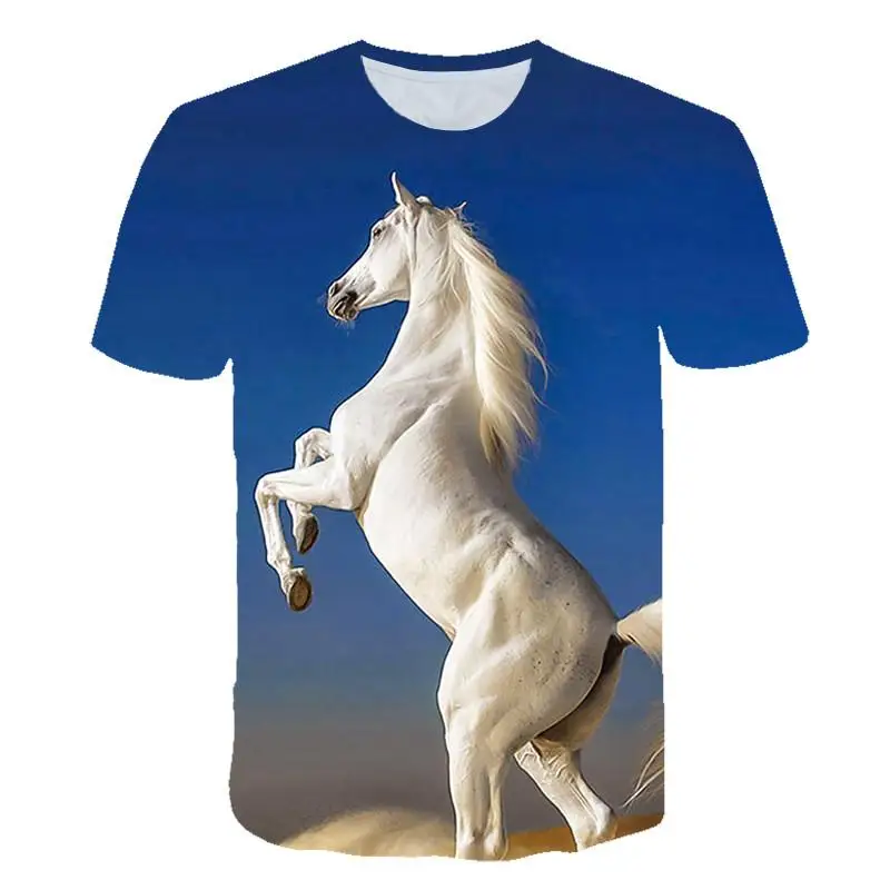 Mens Horse Pattern Short Sleeve T Shirt Oversized Tee