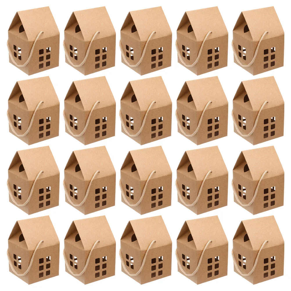 

20pcs Hollowed House Present Cases Handheld Paper Boxes Multi-function Candy Boxes