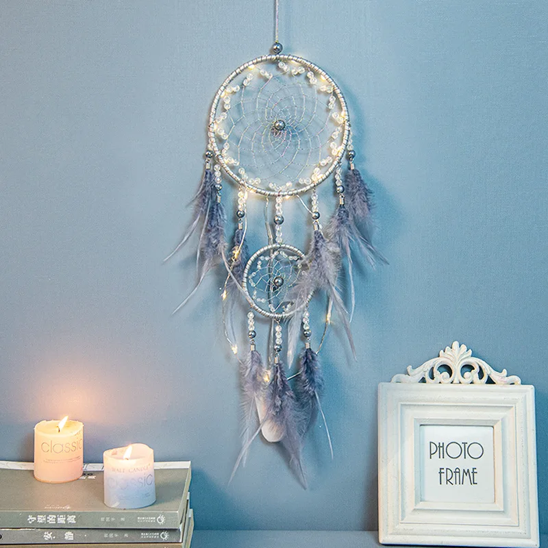 

Dream Catcher Wind Chimes Thread Handmade Feather Wall Hanging Decor Pendant Car Home Decoration Substance Hunter