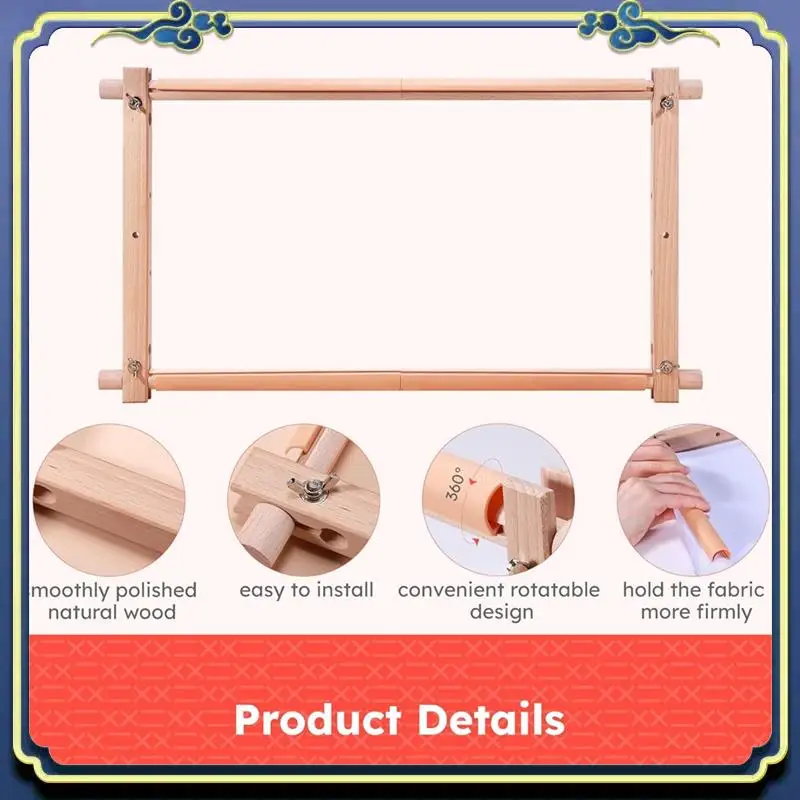 Latest Wooden Crossstitch Frame-Needle Point Embroidery Tapestry Scroll Frame-Embroidery Tapestry Quilting Frame For Embroidery
