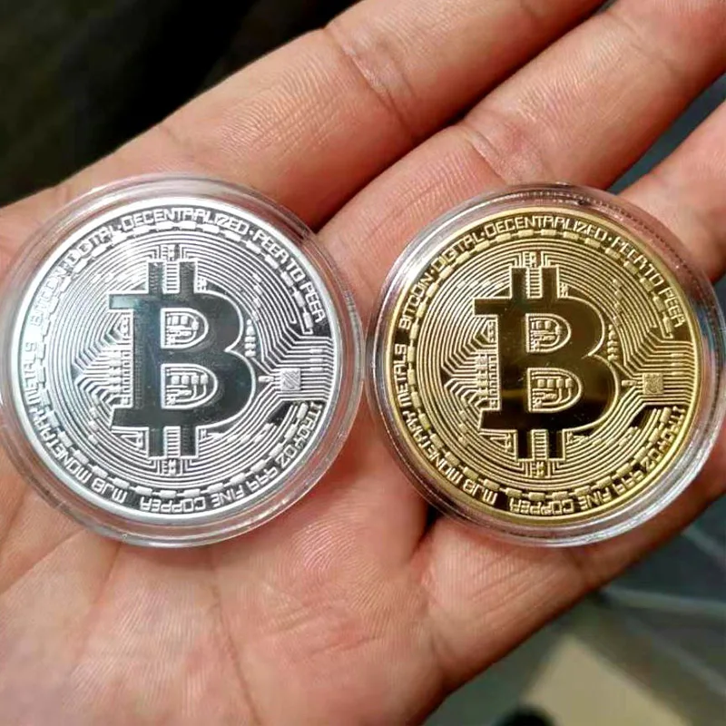 Bitcoin Coin Gold And Silver Money Game Play Art Collection Commemorative Bit BTC Metal Antique Imitation bitcoin commemorative coins