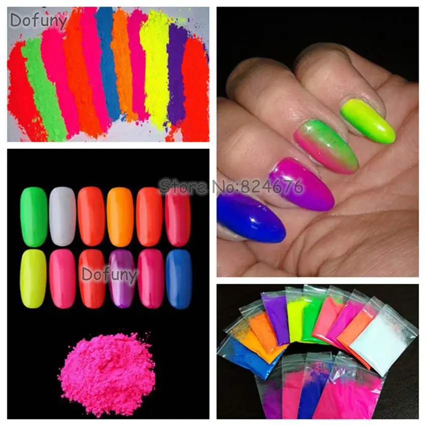 10g/Bag Neon Fluorescent Gradient Pigment Nail Glitter Matte Powder Dust Bright Nail Art Neon Powder Decoration nail powder nail pigment nail glitter nail decoration nail decorations fluorescent pigment