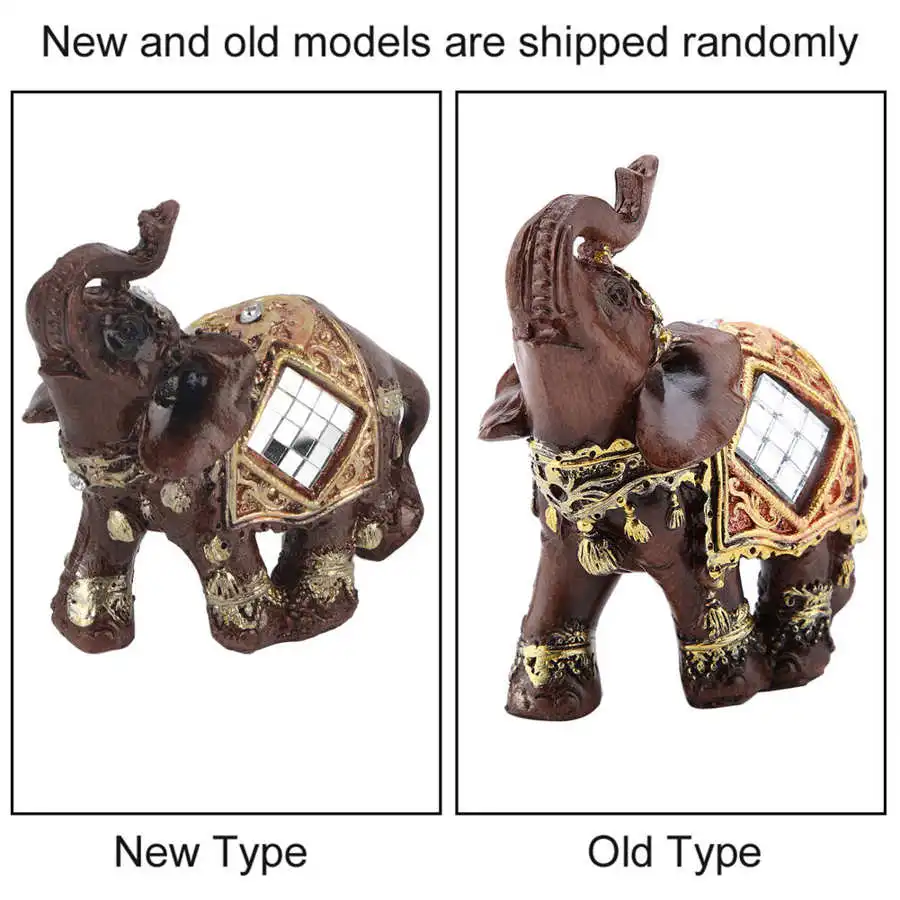 Antique Lucky Feng Shui Wood Grain Elephant Statue Decoration