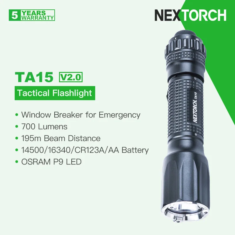 Lampe Torche Tactique Nextorch TA15 V2.0 - 700 Lumens One Step Strobe