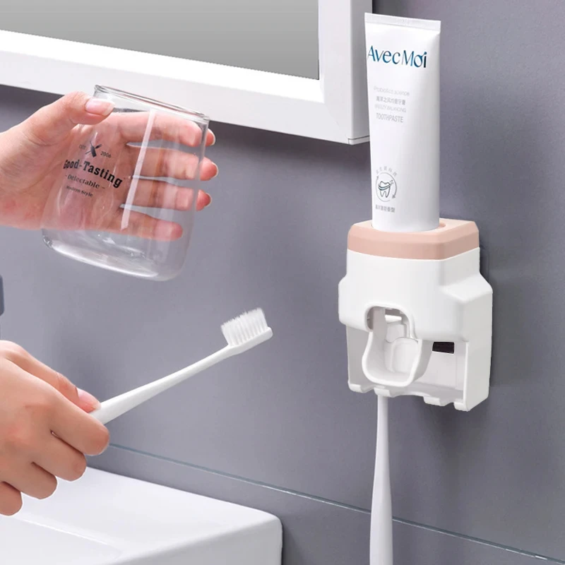 Automatic Toothpaste Dispenser Creative Wall Mount and Small Toothbrush Holder Squeezer for Family Shower Bathroom 1pc