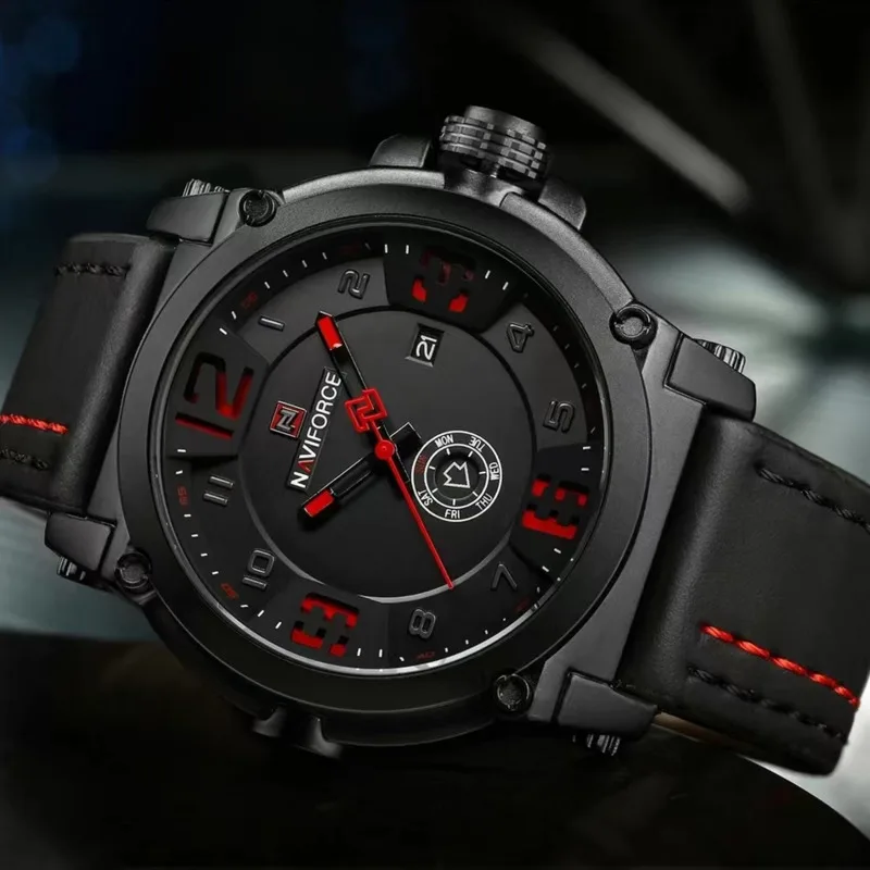 Quartz Watch For Men Top Brand Sports Military Luxury Watch Automatic Calendar Week Leather Strap Men Watch Reloj Hombre NF9099