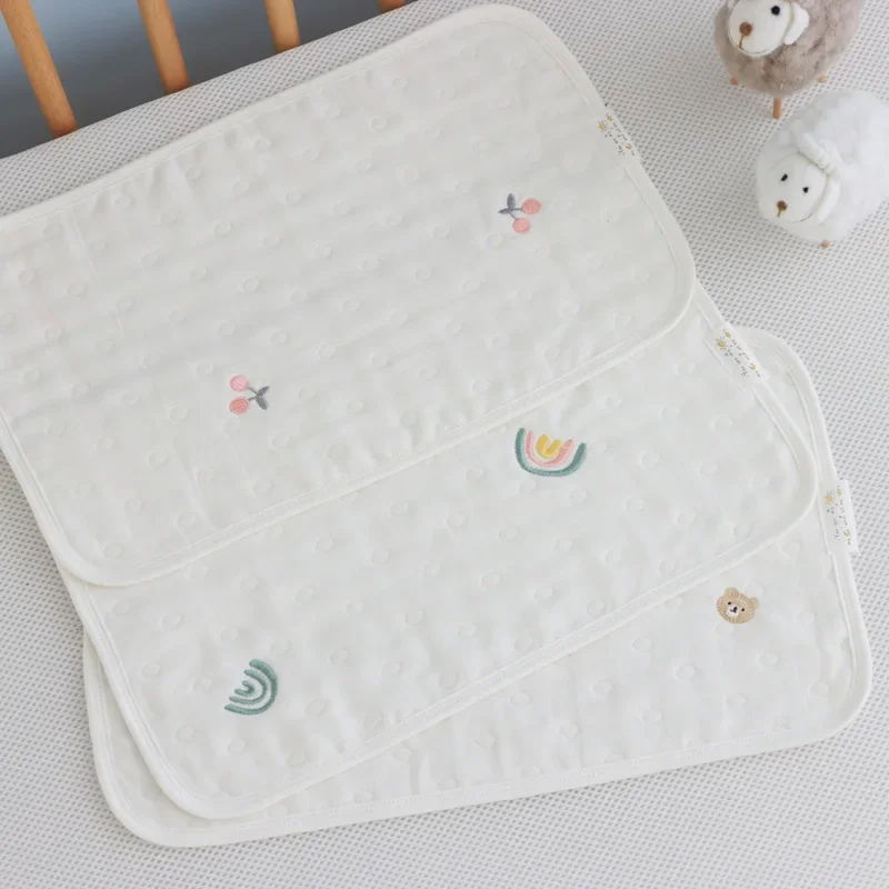 Pure Cotton Muslin Baby Pillow 0 Height Breathable Absorbent Newborn Infant Head Support Pad Comfortable Soft Fabric