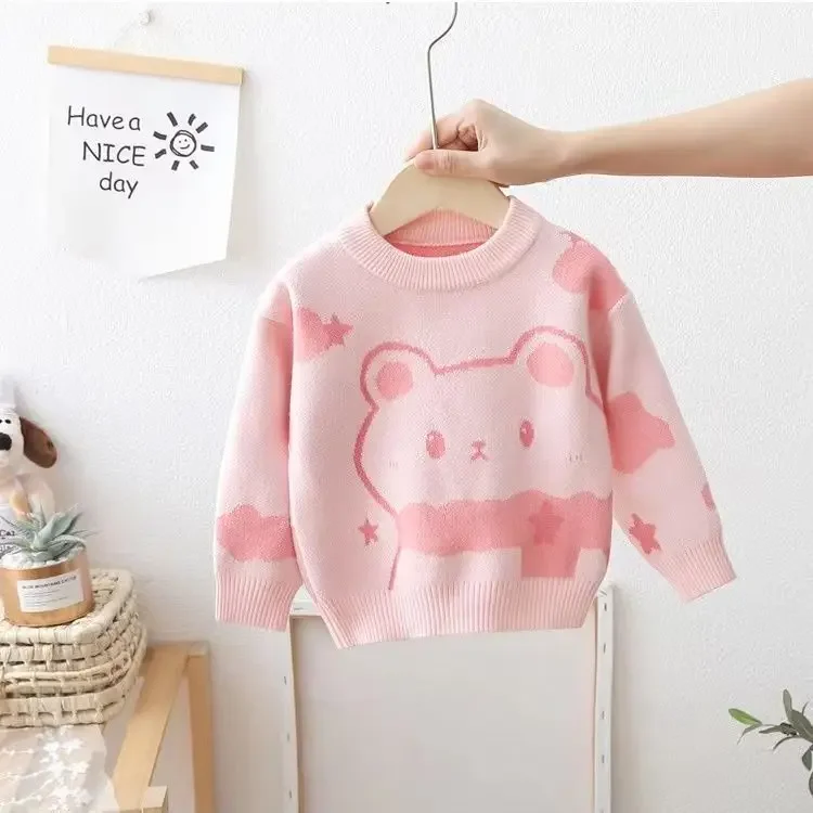 

Girls' Thickened Sweater Children's Underlay 2023 New Autumn and Winter Children's Knitted Pullover Underlay Girls Sweater