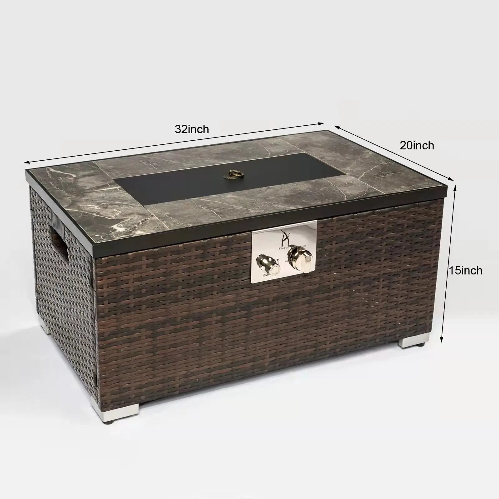 Outdoor Fire Table Gas Fire Pit Rattan gas fire table, 50,000BTU gas fire table with tile tabletop images - 6