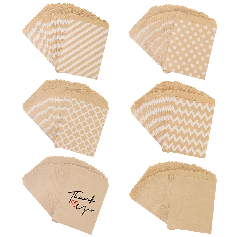 25/50pcs 13x18cm Kraft Paper Candy Cookie Bags Wedding Favors Thank You Gift Packing Bag For Guest Birthday Party Decor Supplies