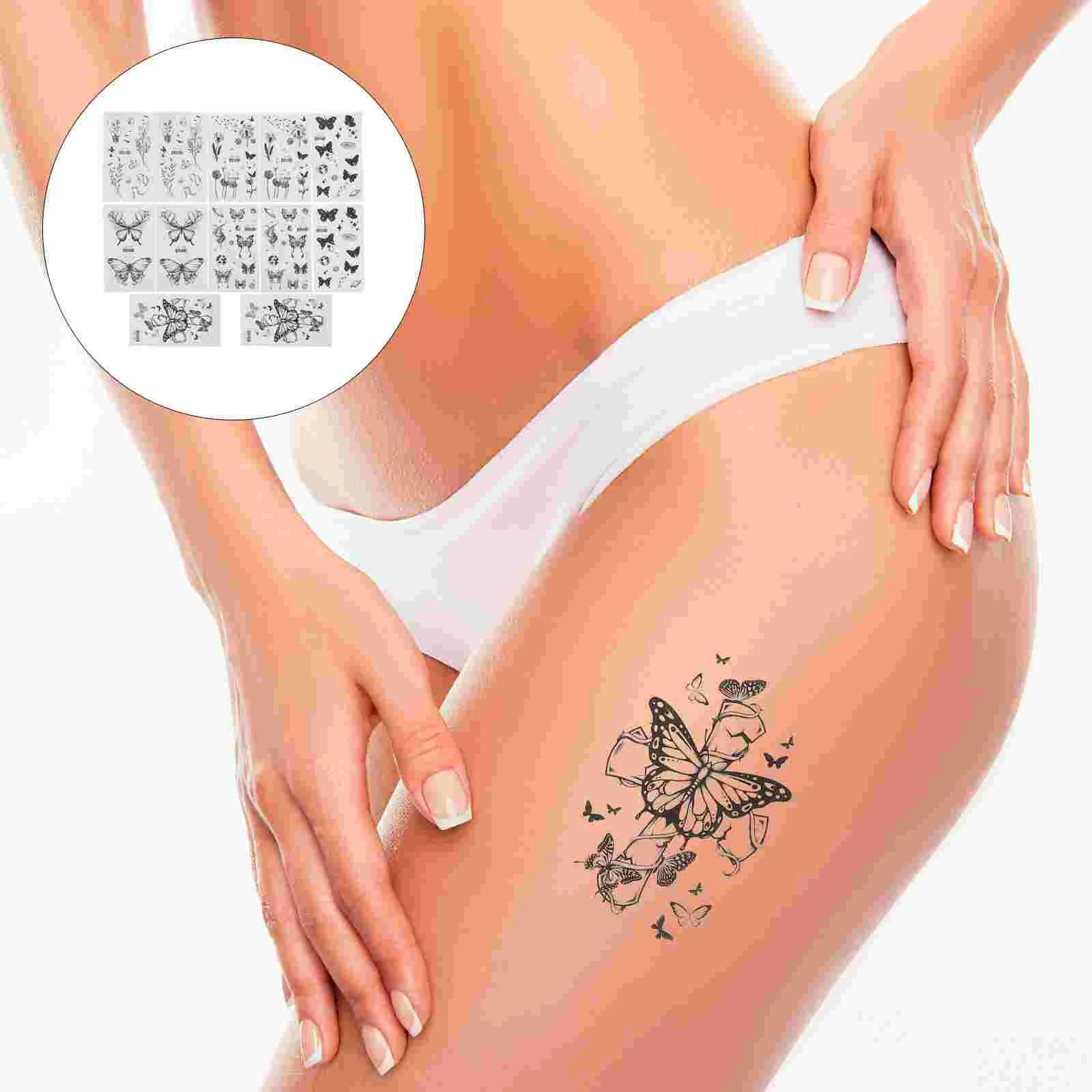 

12 Sheets Butterfly Tattoo Stickers Temporary Tattoos for Women Flower Personality Vintage Decals Realistic