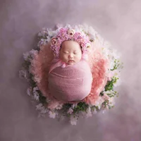 Vintage Knitted Mohair Wrap Jersey Crochet Wraps Newborn Photo Prop Stretch Textured Wrap Photography Accessories 2