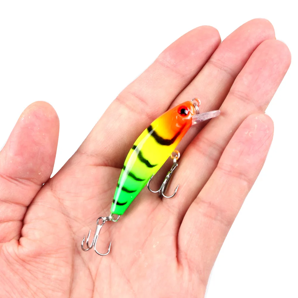 Fishing Lure 6.5g/5cm Sinking Minnow Peacock Bass Fishing Bait with 2 Trible Hook 5